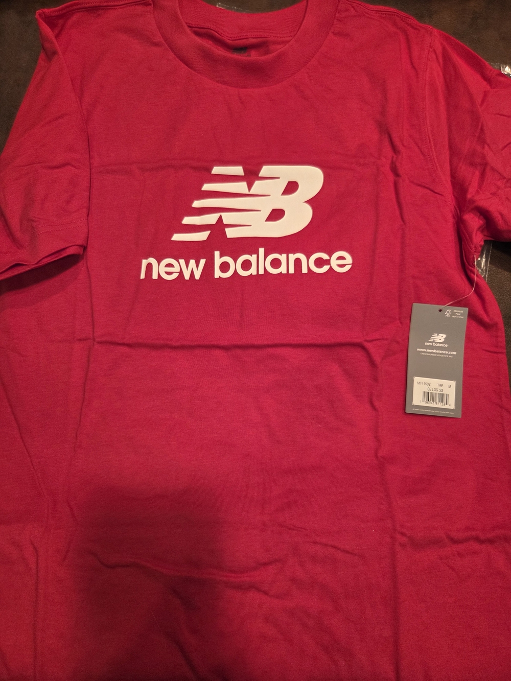 New Unisex New Balance Red Short Sleeve Logo Tee, M